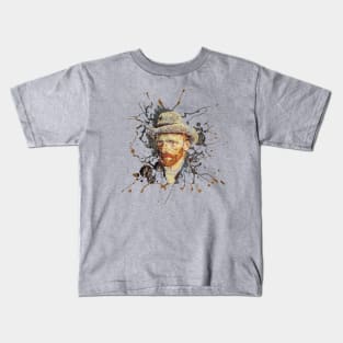 Van Gogh Artist Portrait Paint Splat Kids T-Shirt